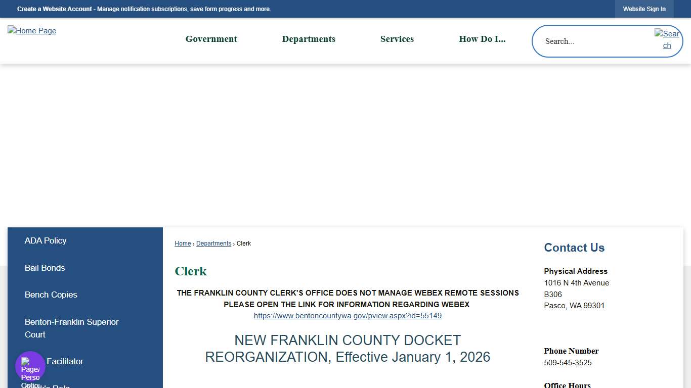 Clerk Franklin County, WA