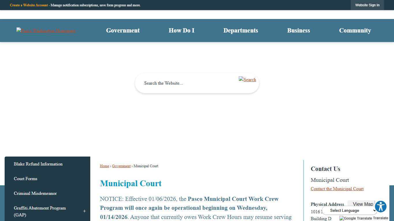 Municipal Court Pasco, WA - Official Website